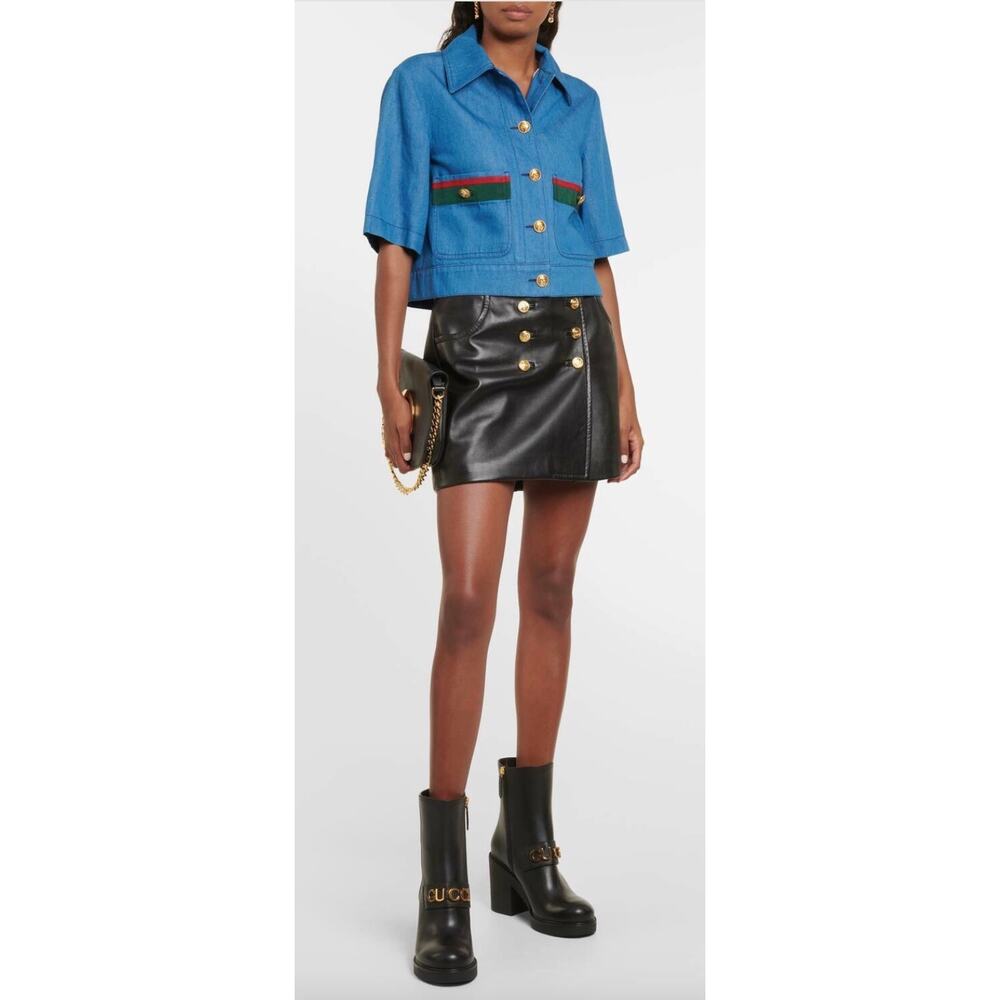 Gucci Logo Leather Platform Ankle Boots Black 40‎ - Picture 2 of 16